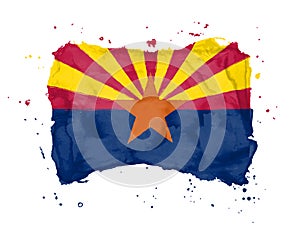 Flag of Arizona, brush stroke background. Flag State Arizona of United States on white background.