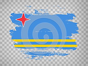 Flag of Aruba brush stroke background. Flag Aruba on transparent background