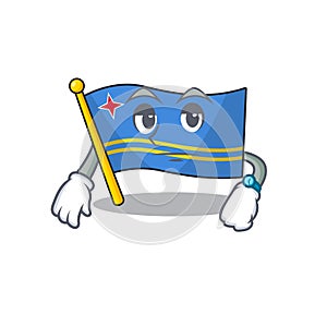 Flag aruba character waiting cartoon style mascot