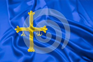 The Flag of Asturias Rippled