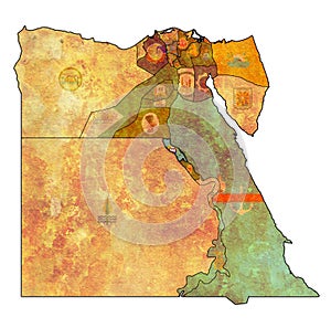 flag of Asyut on map of Egypt Governorates