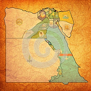 flag of Asyut on map of Egypt Governorates