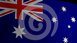The flag of Australia flutters in the wind. Symbol of statehood and sovereignty of the country. Testura fabric on the