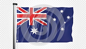 Flag of Australia isolated on transparent background, Realistic Vector effect