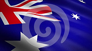 Flag of Australia. Realistic waving flag 3D render illustration with highly detailed fabric texture