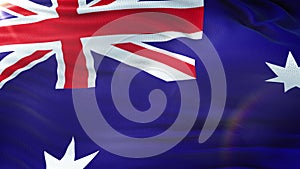 Flag of Australia waving on sun. Seamless loop with highly detailed fabric texture