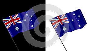 Flag of australia on white and black backgrounds