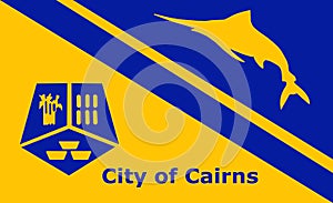 Flag of Australian city Cairns. Flag of Cairns Australia. Symbol of city