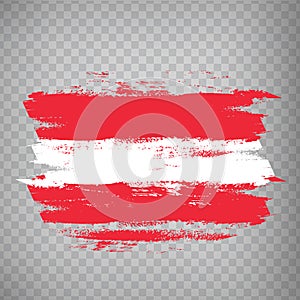 Flag of Austria, brush stroke background.  Flag Republic of Austria on transparent background your web site design, app, UI.