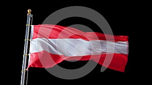 flag of Austria with fabric structure against a cloudy sky, loopable.