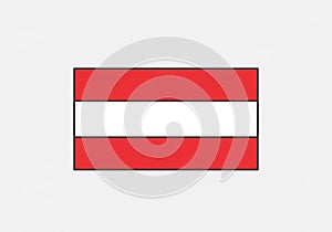 Flag of Austria featuring three horizontal stripes: red at the top and