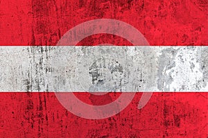 Flag of Austria painted on an old scratched wall. abstract background and concept of a flag day. national symbol of independence