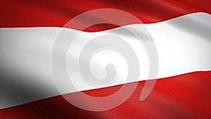 Flag of Austria. Realistic waving flag 3D render illustration with highly detailed fabric texture