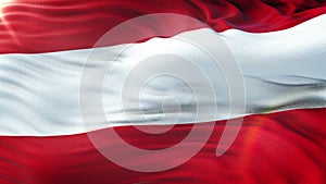 Flag of Austria waving on sun. Seamless loop with highly detailed fabric texture