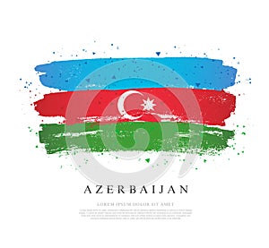 Flag of Azerbaijan. Brush strokes drawn by hand