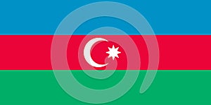 Flag of Azerbaijan Vector illustration red blue star