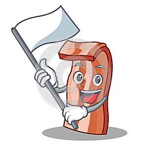 With flag bacon mascot cartoon style