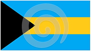 The flag of the Bahamas three equal bands of golden aquamarine blue and black triangle hoist side