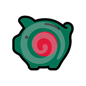 Flag of Bangladesh, piggy bank icon, vector symbol