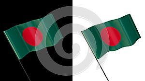 Flag of bangladesh on white and black backgrounds