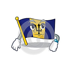 Flag barbados cartoon with in waiting character