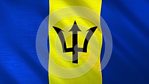 The flag of Barbados. Shining silk flag of Barbados. High quality render. 3D illustration