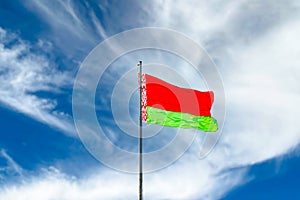 Flag of Belarus against blue sky