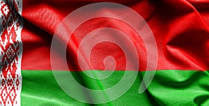 Flag of Belarus on the wavy surface of fabric