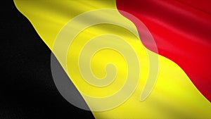 Flag of Belgium. Realistic waving flag 3D render illustration with highly detailed fabric texture