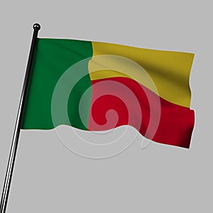 The flag of Benin flutters in the wind. 3d rendering, isolated image.