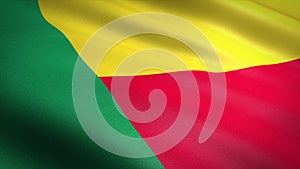 Flag of Benin. Realistic waving flag 3D render illustration with highly detailed fabric texture