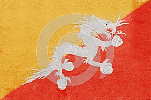 Flag of Bhutan Grunge