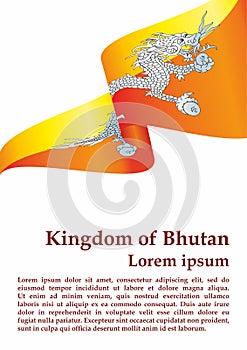 Flag of Bhutan, Kingdom of Bhutan. Template for award design, an official document with the flag of Bhutan.