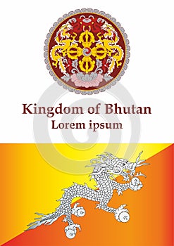 Flag of Bhutan, Kingdom of Bhutan. Template for award design, an official document with the flag of Bhutan.