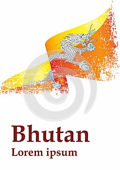 Flag of Bhutan, Kingdom of Bhutan. Template for award design, an official document with the flag of Bhutan.