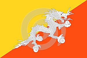 Flag Bhutan in official rate and colors, vector