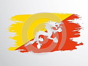 Flag of Bhutan painted with a brush