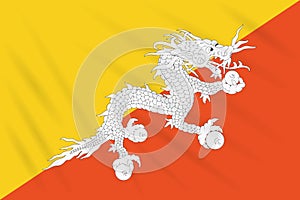 Flag Bhutan swaying in wind, vector