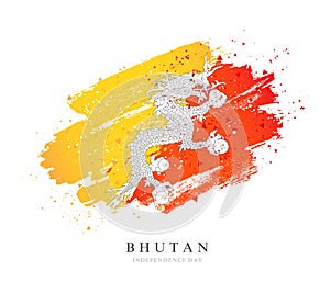 Flag of Bhutan. Vector illustration on a white background