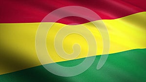 Flag of Bolivia. Realistic waving flag 3D render illustration with highly detailed fabric texture