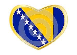 Flag of Bosnia and Herzegovina in heart shape gold