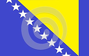 The flag of Bosnia and Herzegovina yellow triangle keeping right aligned by seven white five pointed stars