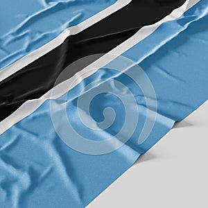 Flag of Botswana. Fabric textured Botswana flag isolated on white background. 3D illustration