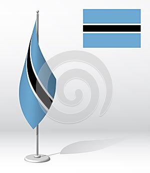 Flag of BOTSWANA on flagpole for registration of solemn event, meeting foreign guests. National independence day of BOTSWANA.