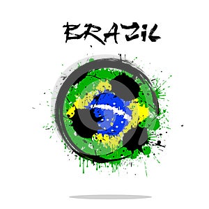 Flag of Brazil as an abstract soccer ball