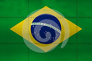 Flag of Brazil on metal