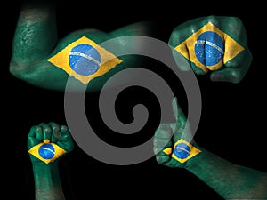 Flag of Brazil painted on body parts