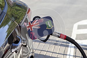 Flag of Brit Virgin Islands on the car`s fuel filler flap. photo