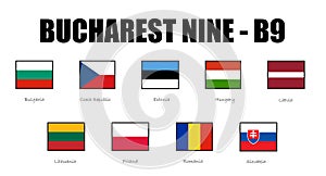 Flag of Bucharest nine members, flag of members B-9