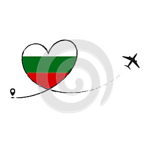 Flag of Bulgaria love romantic travel plane airplane Airplane airplane flight fly jet airline line vector path fun funny